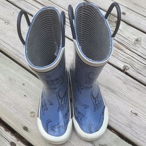 Dinosaur theme blue rubber boots